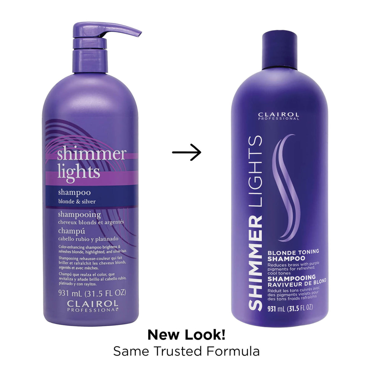 Clairol Professional Shimmer Lights Purple Shampoo bottle side view