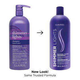 Clairol Professional Shimmer Lights Purple Shampoo bottle side view