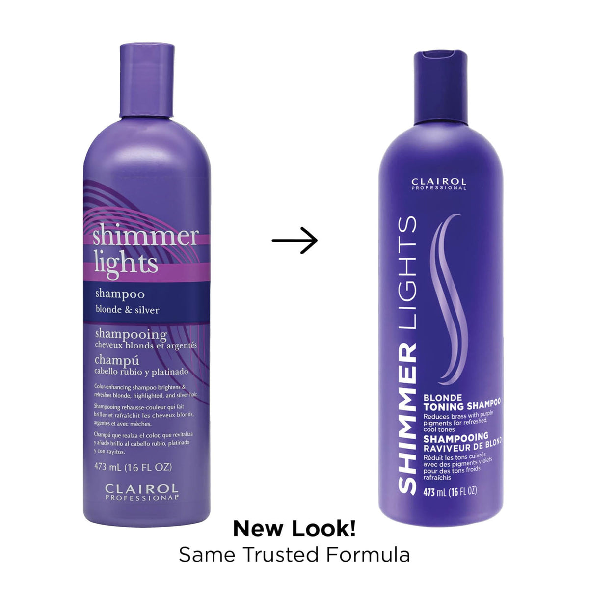 Clairol Professional Shimmer Lights Purple Shampoo bottle side view