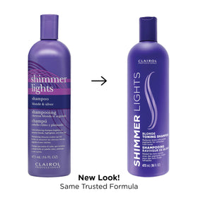 Clairol Professional Shimmer Lights Purple Shampoo bottle side view