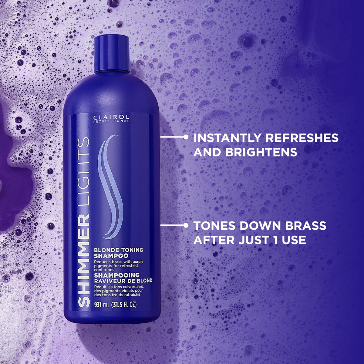 Clairol Professional Shimmer Lights Purple Shampoo with a splash of water