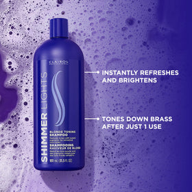 Clairol Professional Shimmer Lights Purple Shampoo with a splash of water