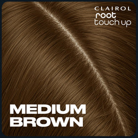 Clairol Root Touch-Up Medium Brown powder in use on hair