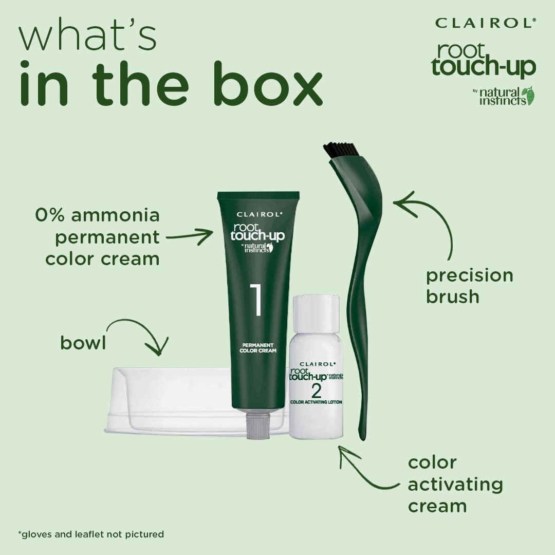 Clairol Root Touch-Up Natural Instincts 6 Light Brown on a bathroom counter