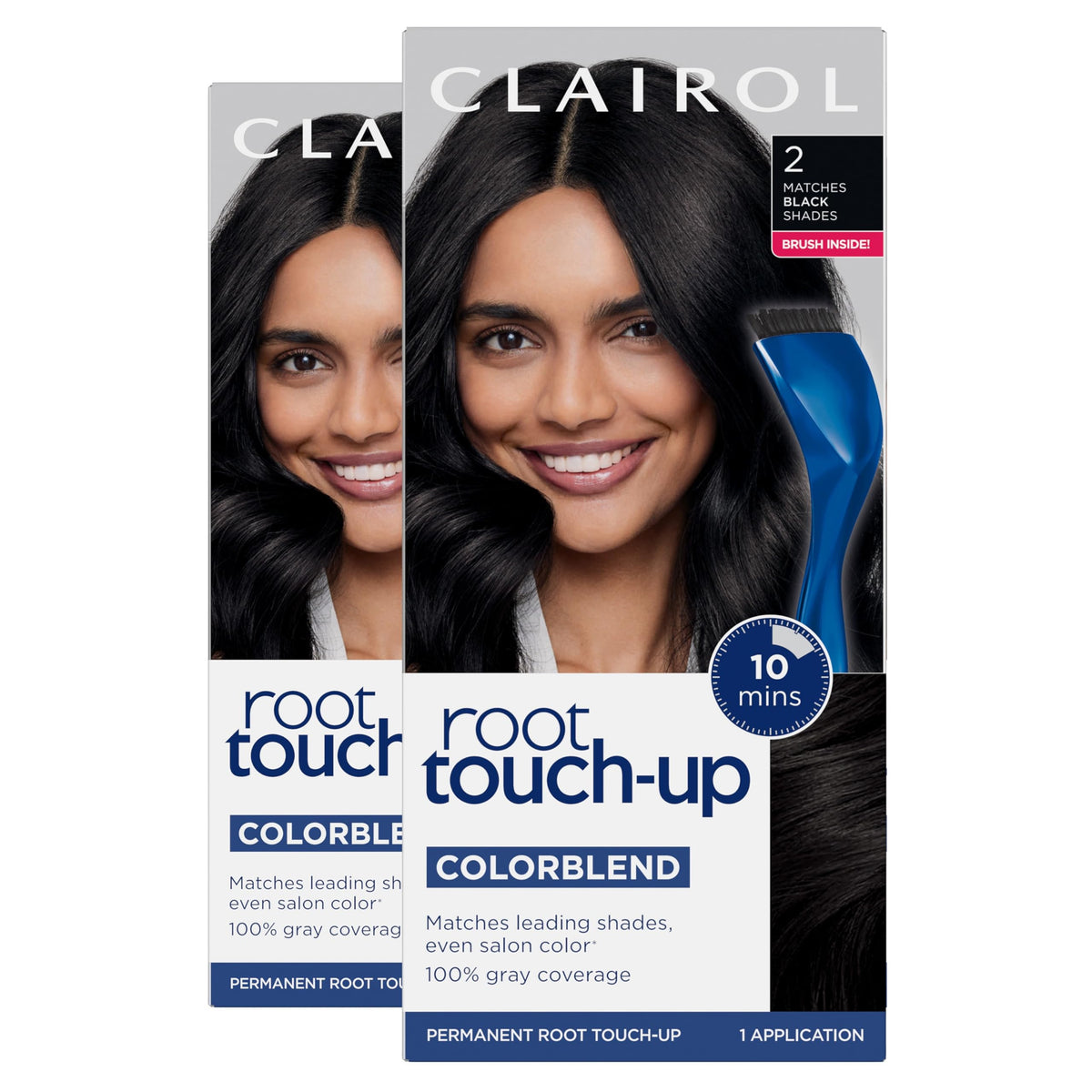 Clairol Root Touch-Up Permanent Hair Dye 2 Pack, Black front view