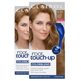Clairol Root Touch Up Permanent Hair Dye kit front view with brush and bowl