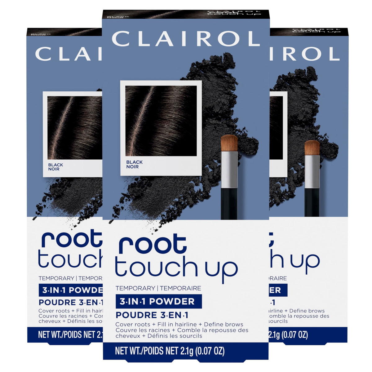 Clairol Root Touch-Up Powder Pack of 3 in Black front view