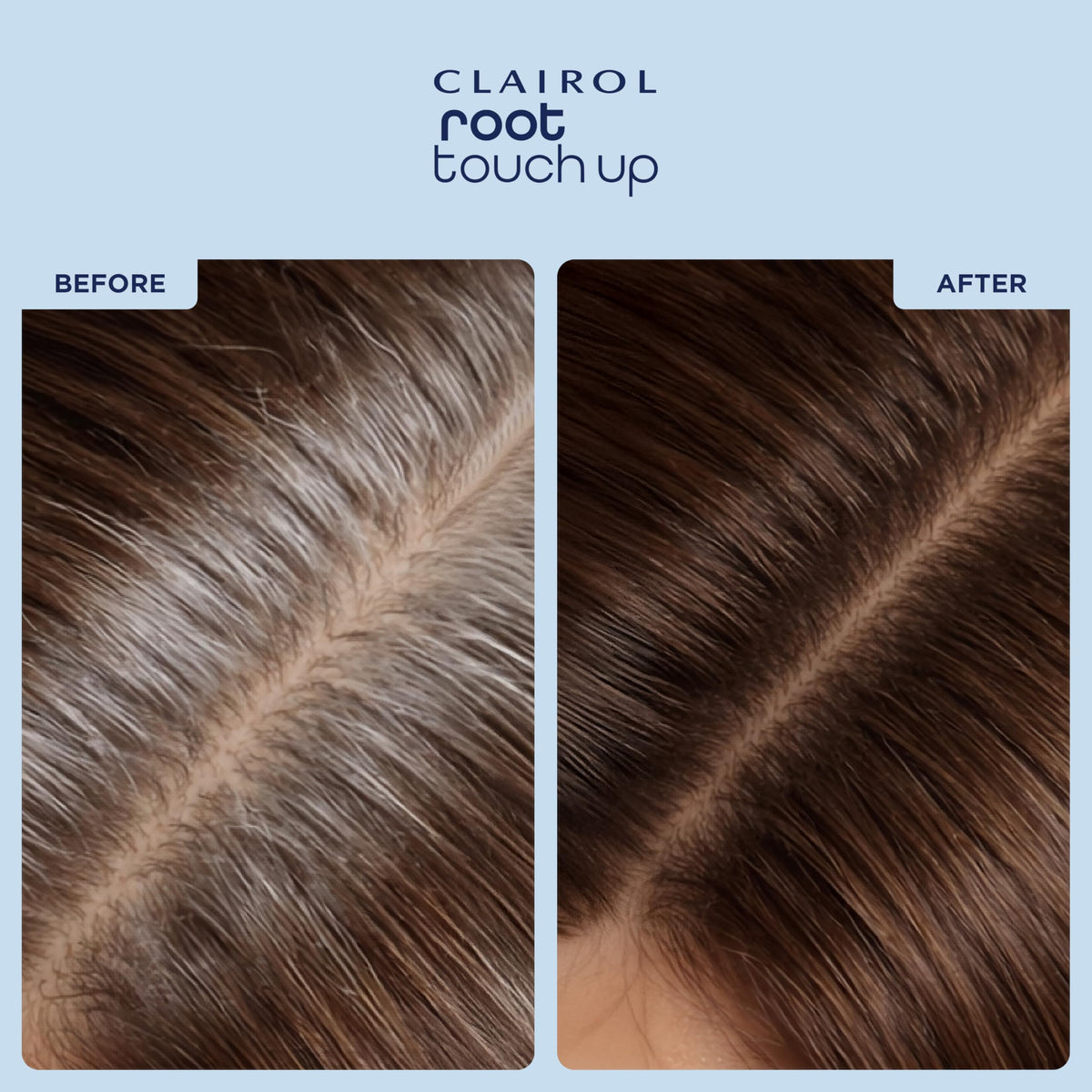 Clairol Root Touch-Up Temporary Concealing Powder application on temples