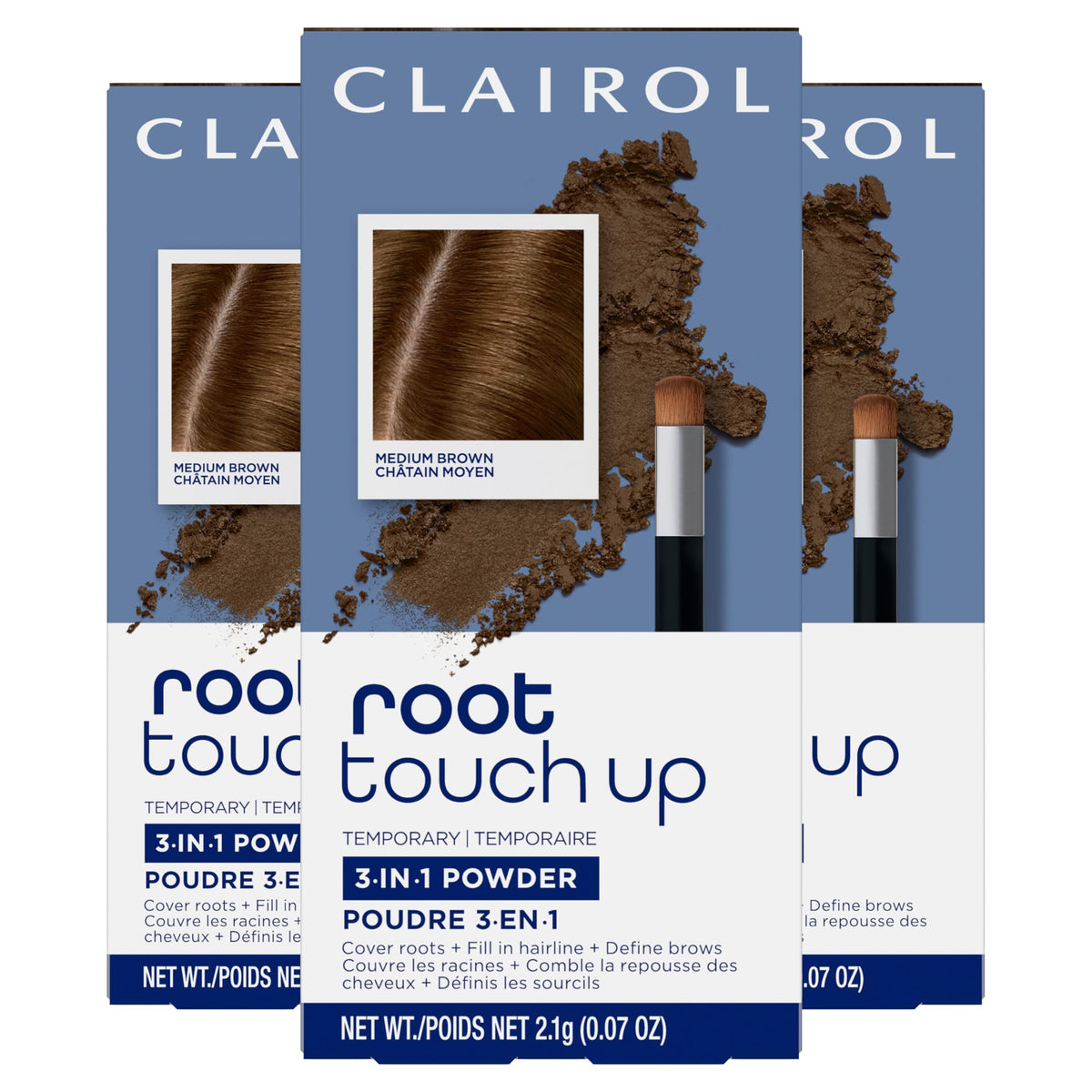 Clairol Root Touch-Up Temporary Concealing Powder Medium Brown front view