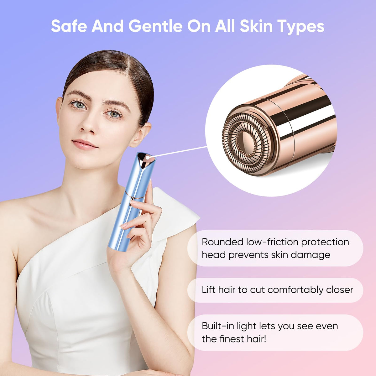 claities Facial Hair Remover demonstrating LED light feature