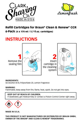 Clark Shaving Co. Refill Cartridges for Braun Clean & Renew packaging