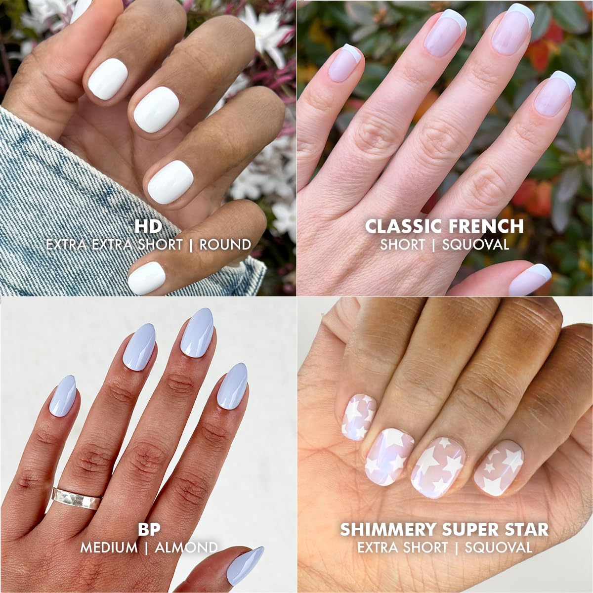 Classic French Short Squoval press-on nails