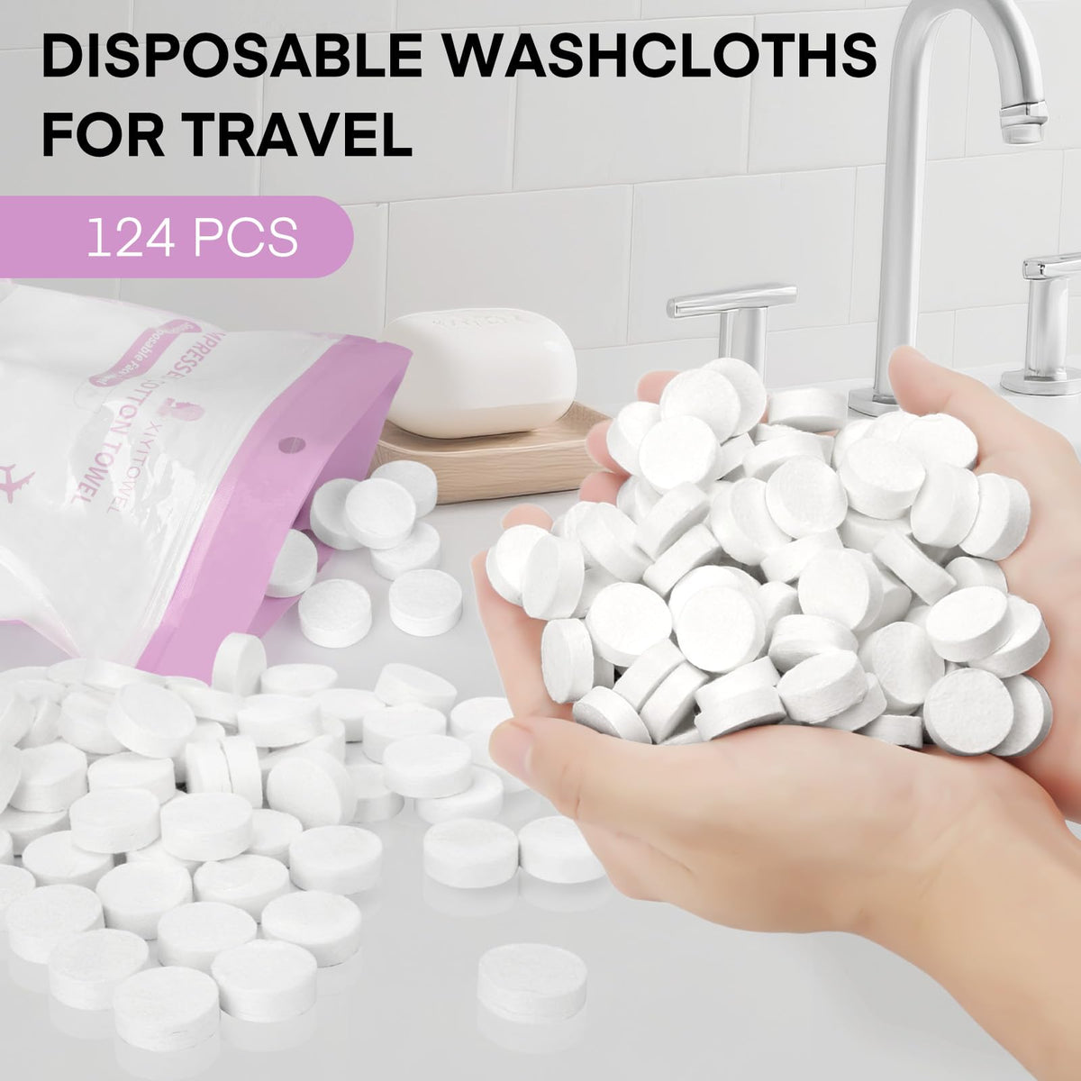 Classycoo Compressed Towels in a backpack