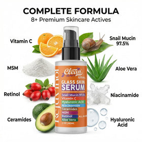 Clean Beauty Snail Mucin Serum ingredients list on back
