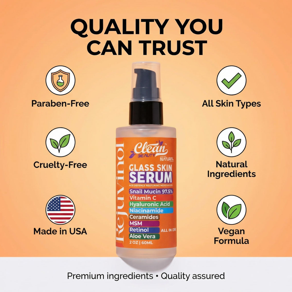 Clean Beauty Snail Mucin Serum texture on fingertips