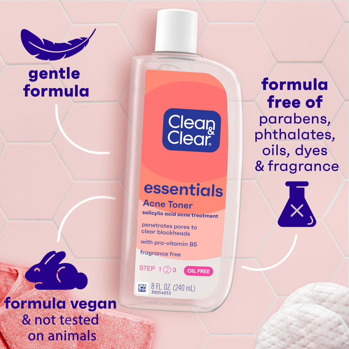 Clean & Clear Oil-Free Acne Toner in bathroom setting