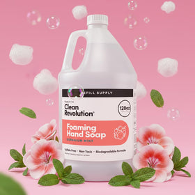 Clean Revolution Foaming Hand Soap Refill 128 Fl Oz Geranium Mint back view
