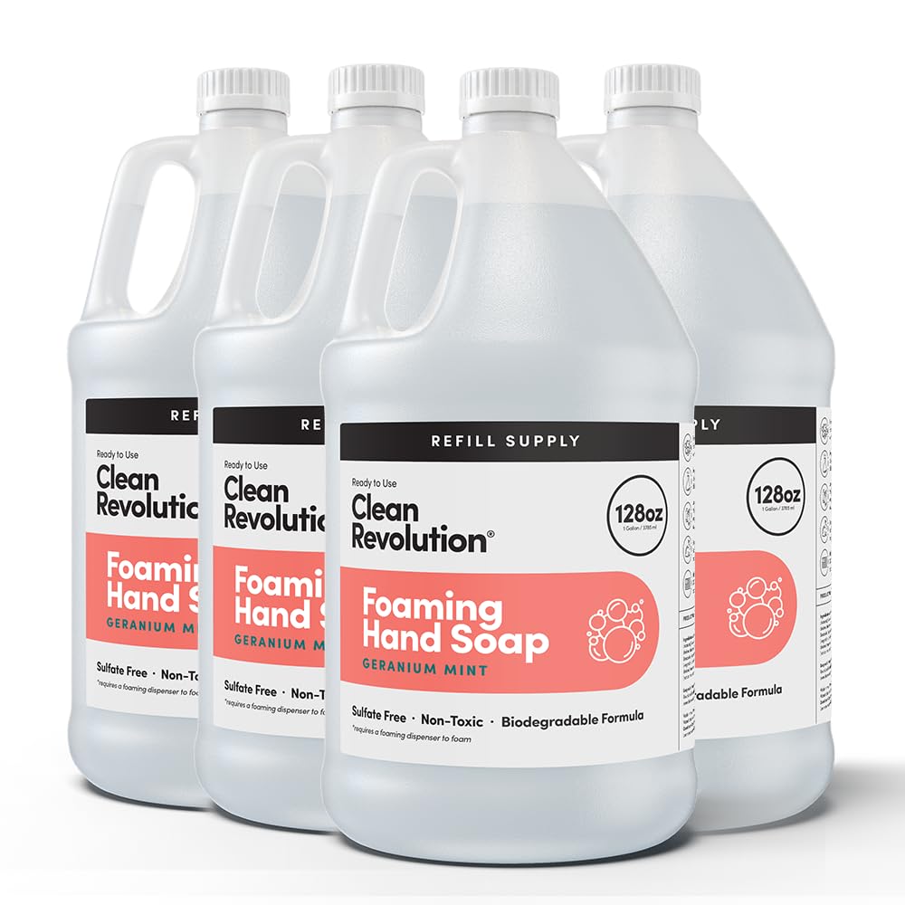 Clean Revolution Foaming Hand Soap Refill 128 Fl Oz Geranium Mint front view