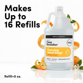 Clean Revolution Foaming Hand Soap Refill 128oz Dreamy Citrus label close-up
