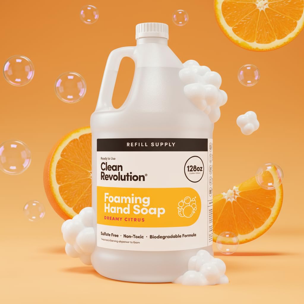 Clean Revolution Foaming Hand Soap Refill 128oz Dreamy Citrus side view