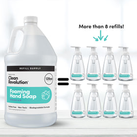 Clean Revolution Foaming Hand Soap Refill 128oz label close-up