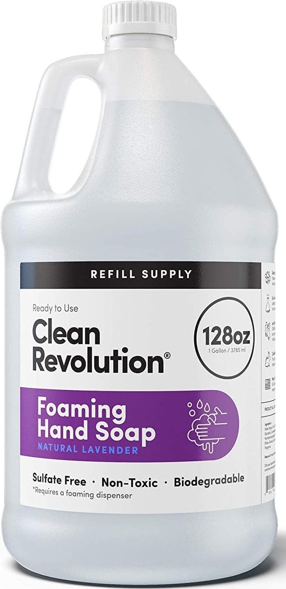 Clean Revolution Foaming Hand Soap Refill 128oz Natural Lavender front view
