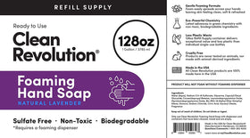 Clean Revolution Foaming Hand Soap Refill 128oz Natural Lavender in bathroom setting