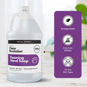 Clean Revolution Foaming Hand Soap Refill 128oz Natural Lavender label close-up