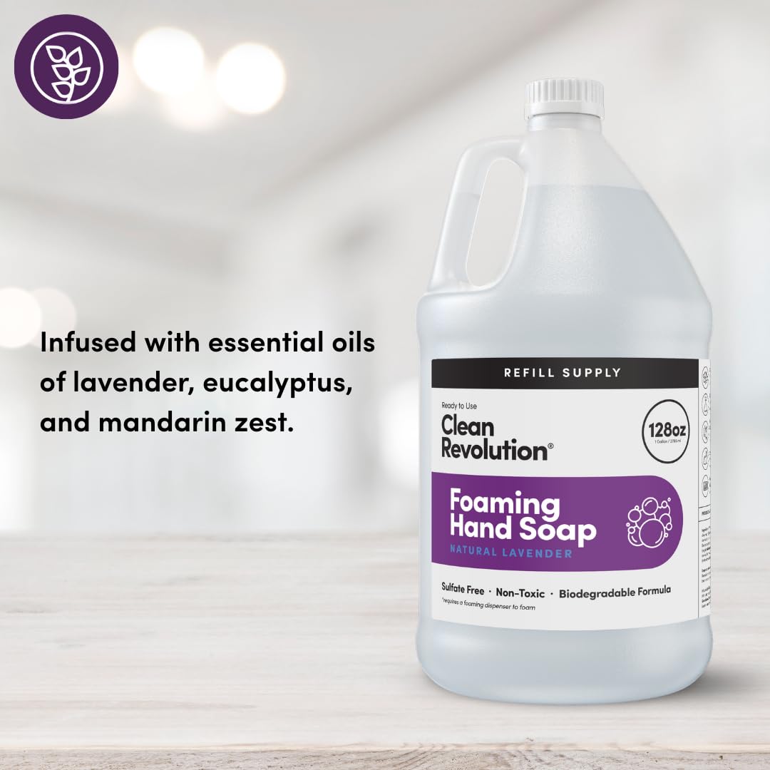 Clean Revolution Foaming Hand Soap Refill 128oz Natural Lavender side view