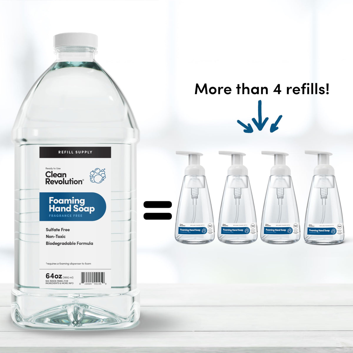 Clean Revolution Foaming Hand Soap Refill 64 Fl Oz container side view