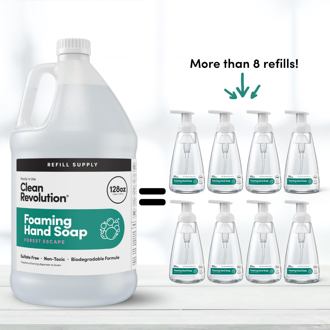 Clean Revolution Foaming Hand Soap Refill in a bathroom setting