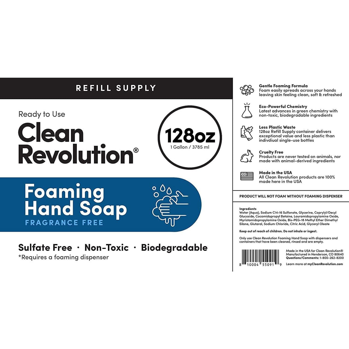 Clean Revolution foaming hand soap refill in bathroom