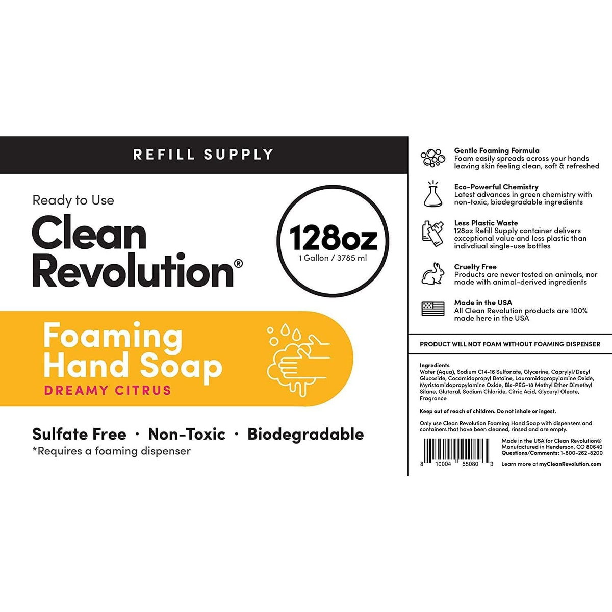 Clean Revolution Foaming Hand Soap Refill in bathroom setting