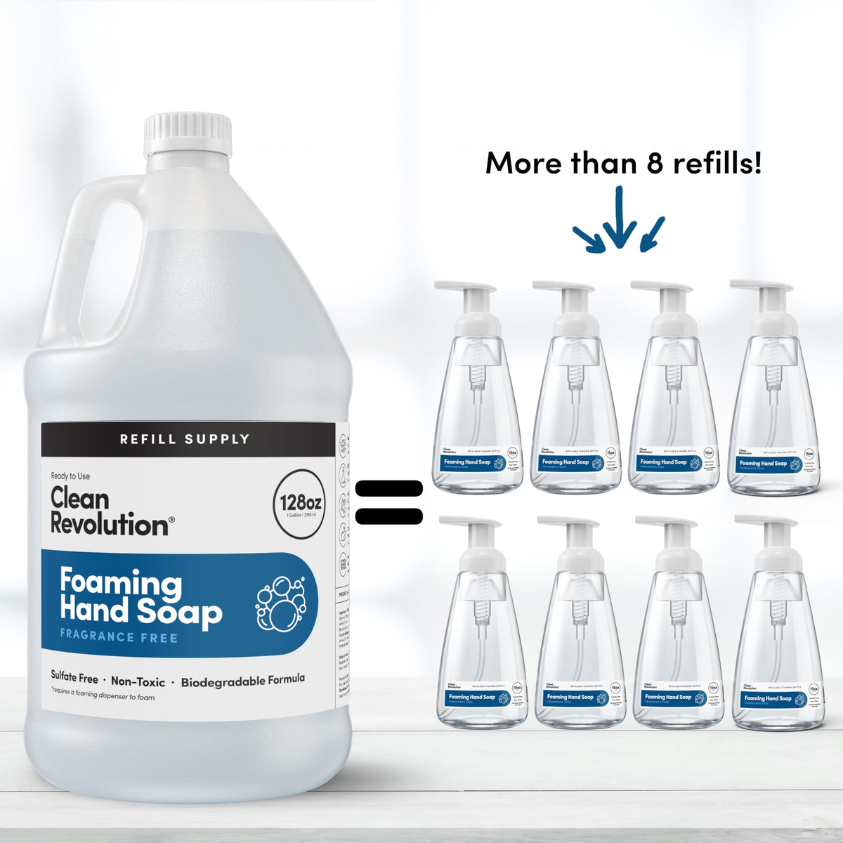 Clean Revolution foaming hand soap refill with pump dispenser