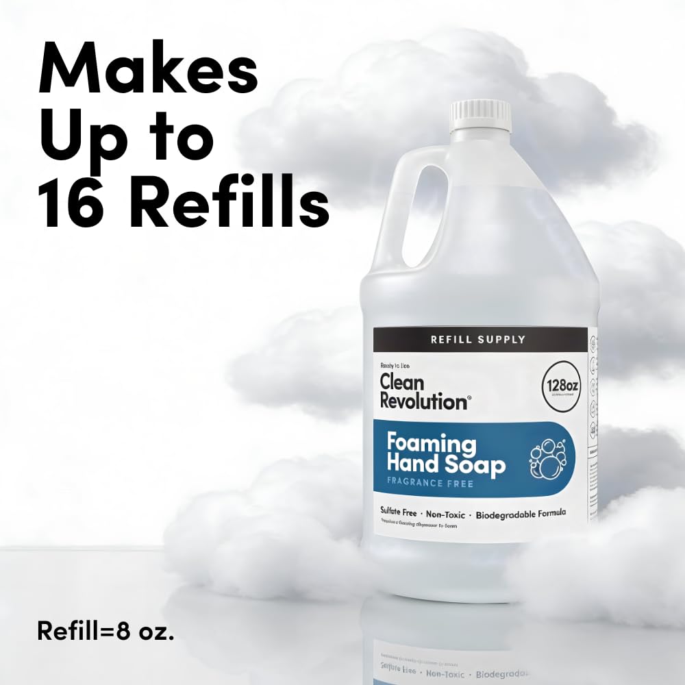 Clean Revolution Fragrance Free Foaming Hand Soap in kitchen setting