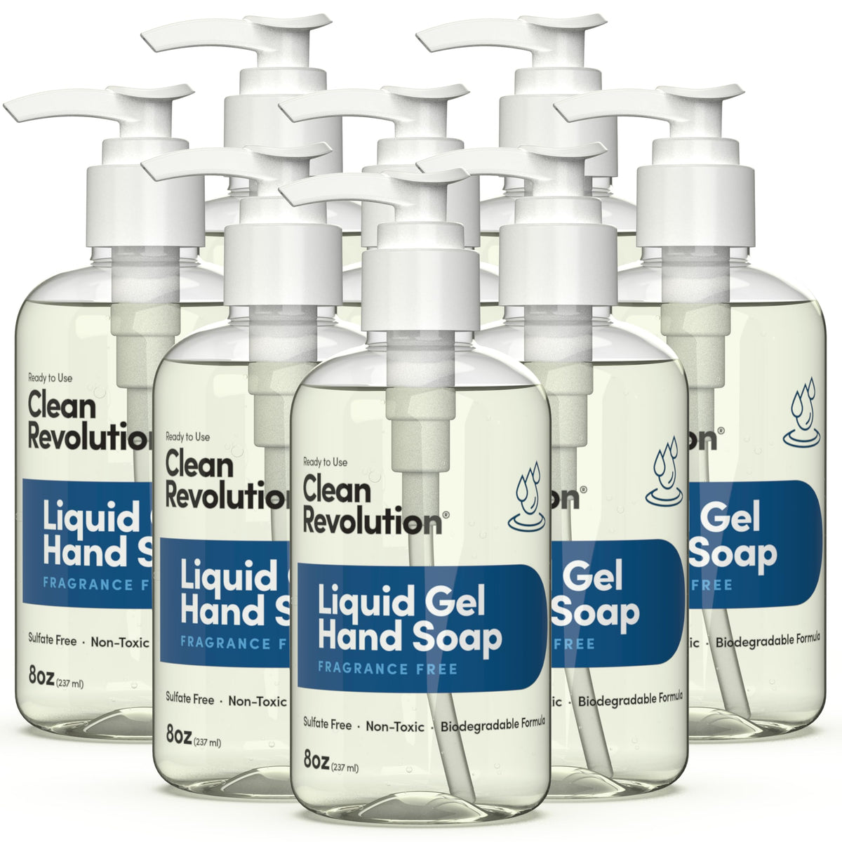 Clean Revolution Fragrance Free Liquid Gel Hand Soap 8 Fl Oz front view