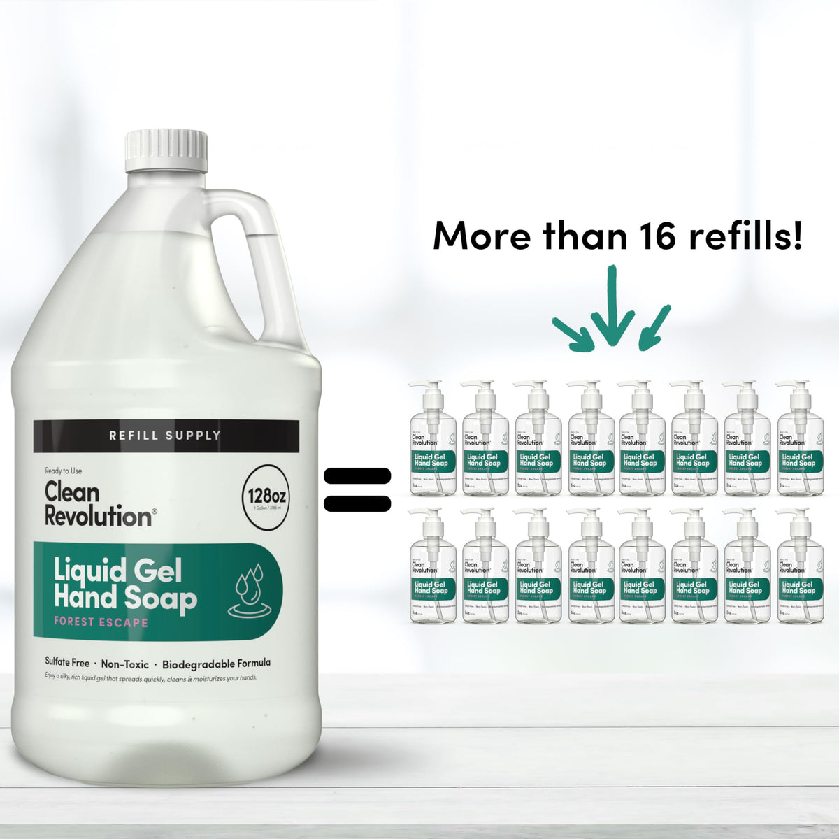 Clean Revolution Liquid Gel Hand Soap 128 Fl Oz back view