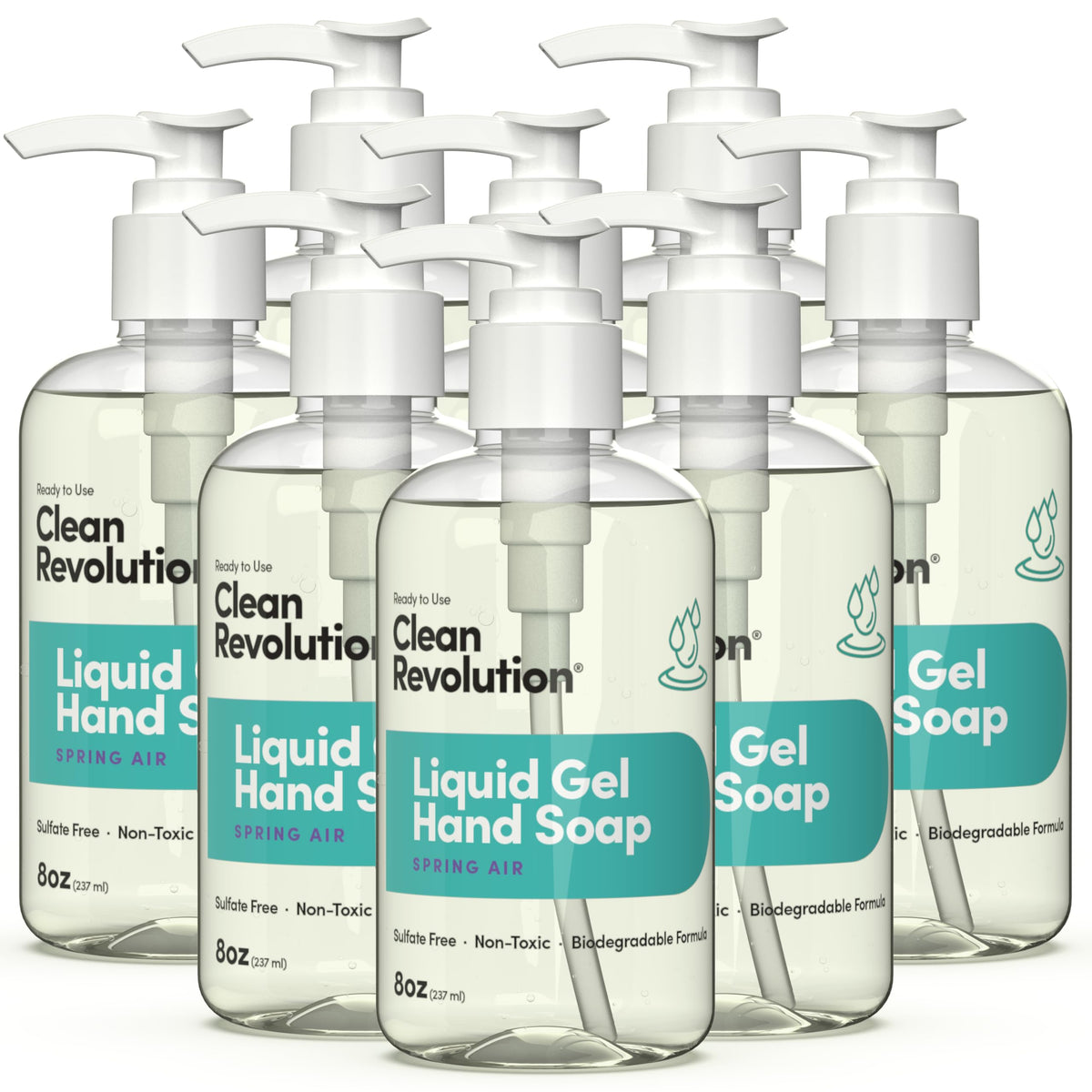 Clean Revolution Liquid Gel Hand Soap 8 Fl Oz bottle front view