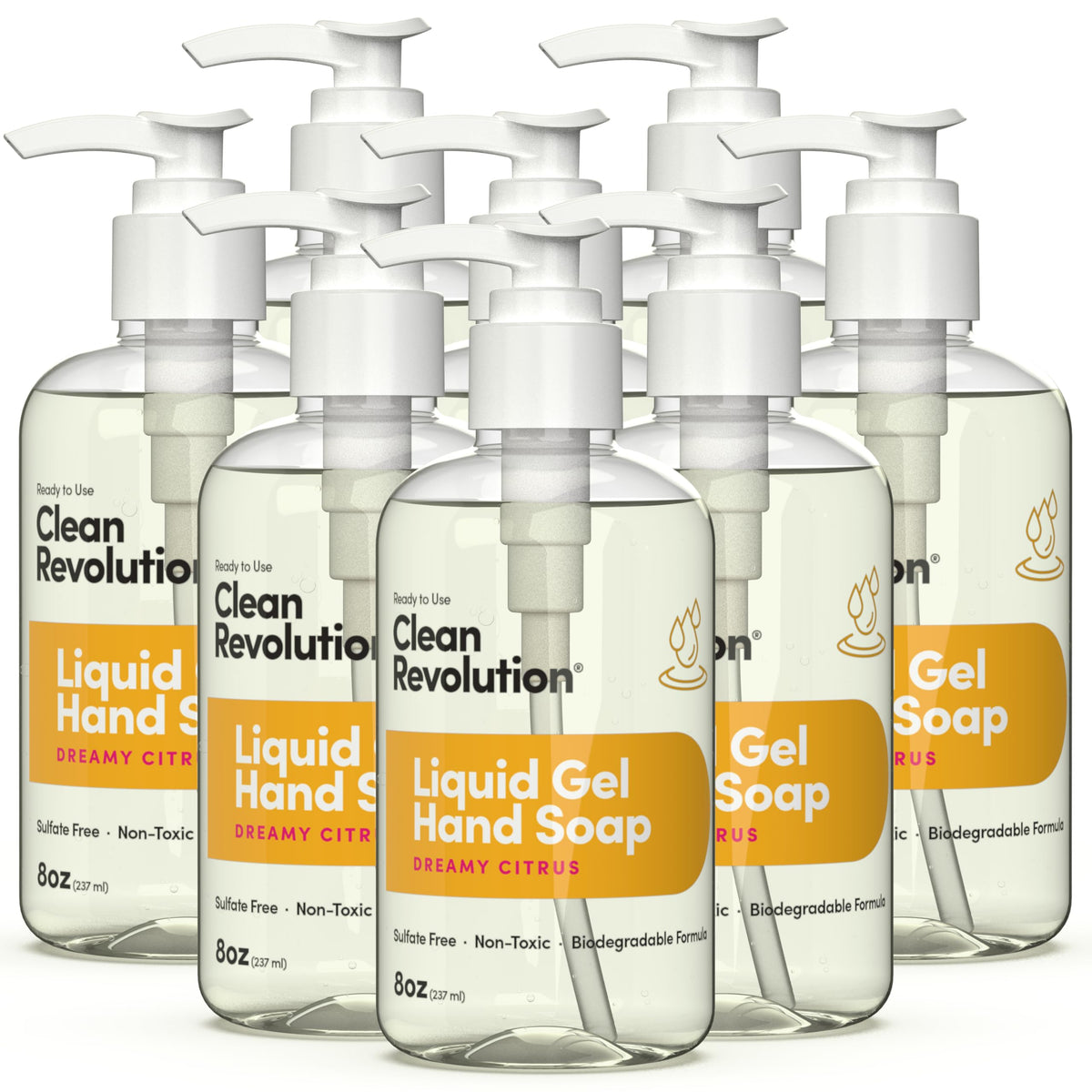 Clean Revolution Liquid Gel Hand Soap Dreamy Citrus 8 Fl Oz front view