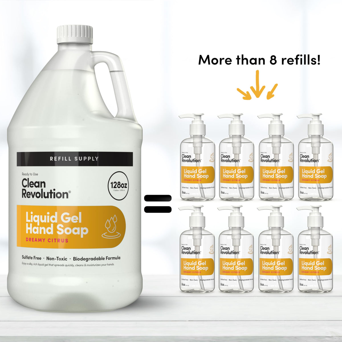 Clean Revolution Liquid Gel Hand Soap Refill Dreamy Citrus packaging