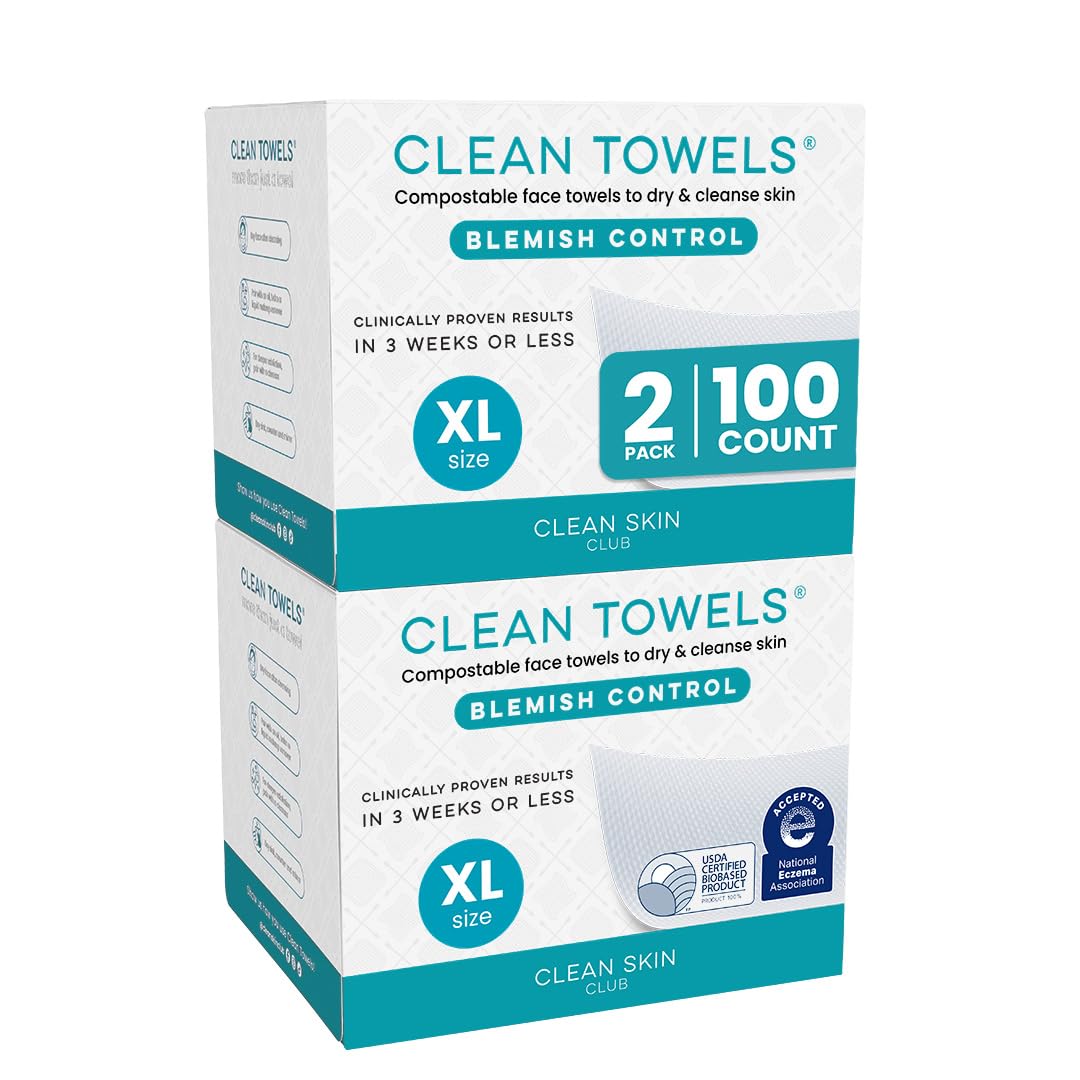 CLEAN SKIN CLUB Blemish Control Clean Towels XL front view with packaging