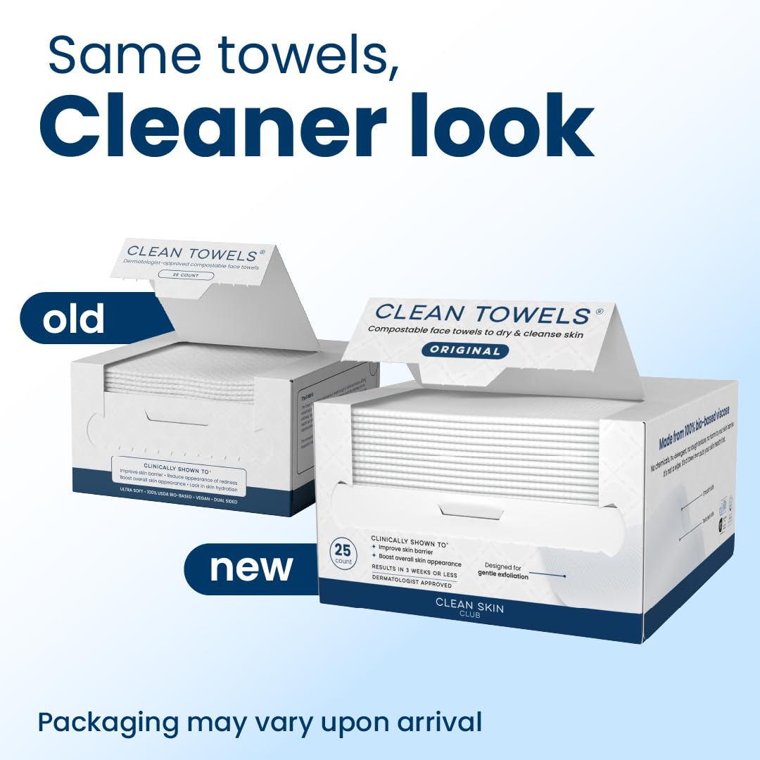CLEAN SKIN CLUB Clean Towels® open pack showing towels