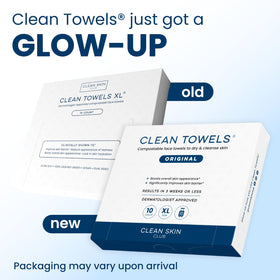 CLEAN SKIN CLUB Clean Towels XL® Travel Pack opened with towels displayed