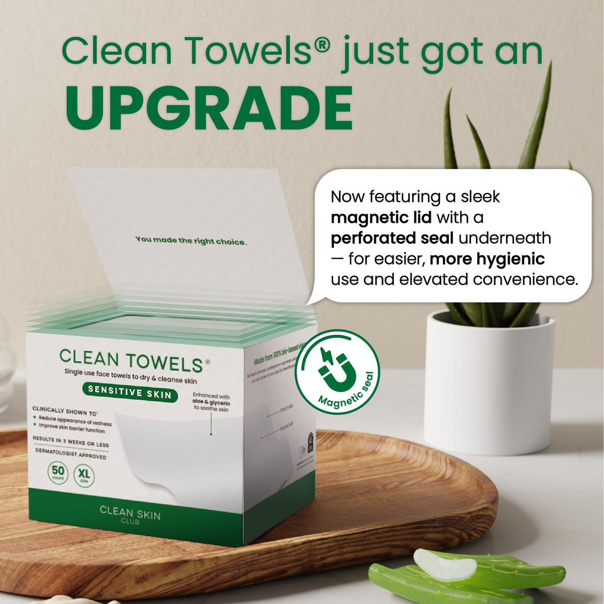 CLEAN SKIN CLUB Sensitive Skin Clean Towels® XL towel in travel bag
