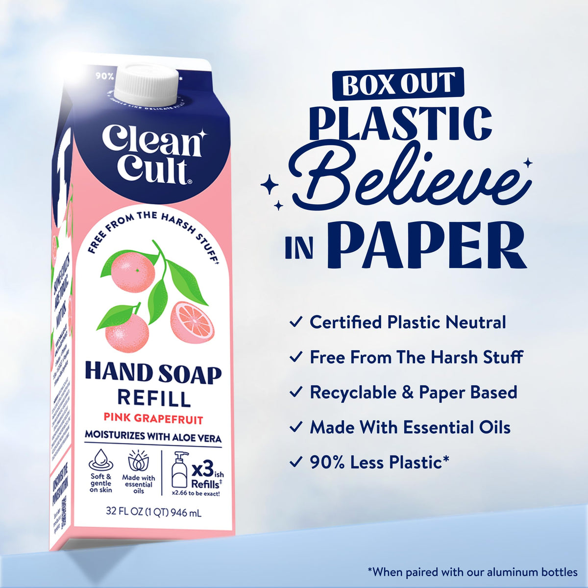 Cleancult hand soap refill packaging details
