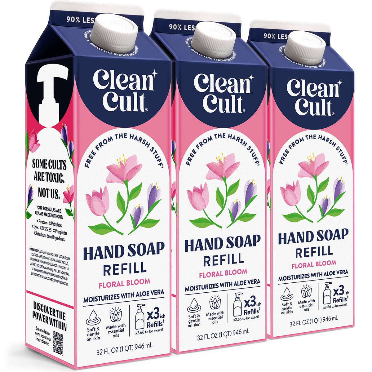 Cleancult Liquid Hand Soap Refill Floral Bloom 32 oz front view