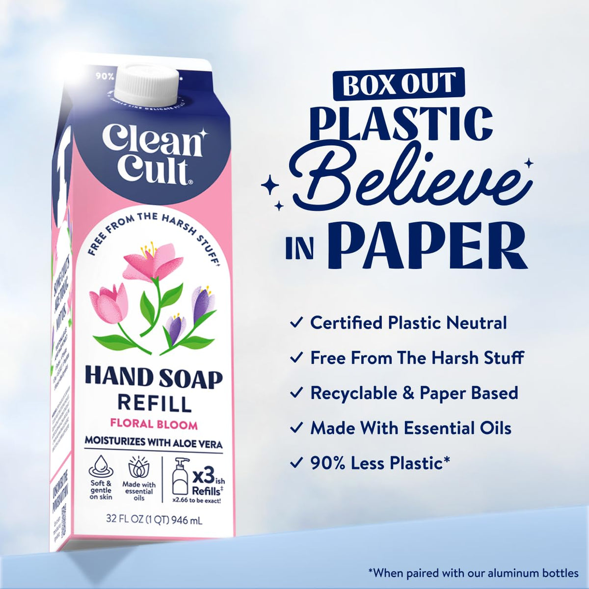Cleancult Liquid Hand Soap Refill Floral Bloom packaging details