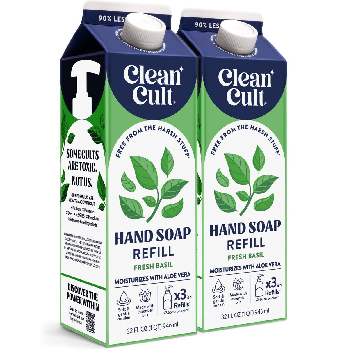 Cleancult Liquid Hand Soap Refill Fresh Basil 32 oz front view