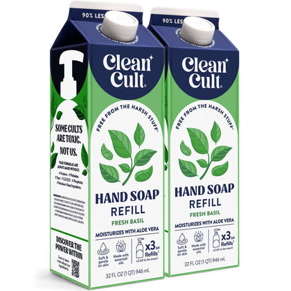Cleancult Liquid Hand Soap Refill Fresh Basil 32 oz front view