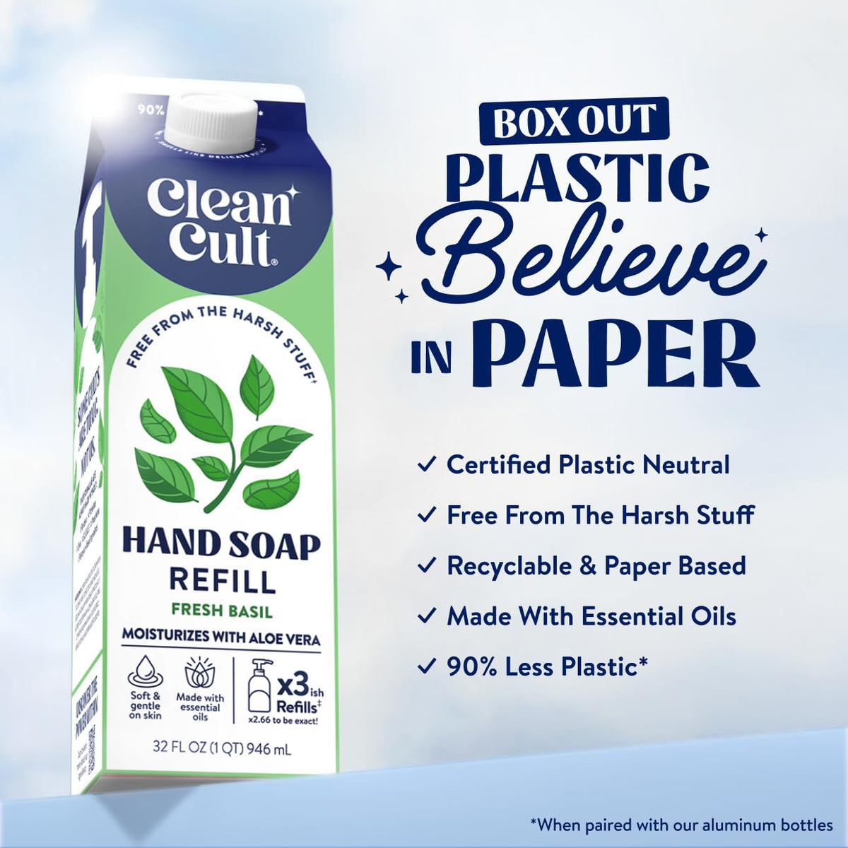 Cleancult Liquid Hand Soap Refill Fresh Basil packaging